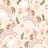 Abstract seamless pattern with trendy unicorns
