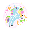 Vector clipart: Cute unicorn with sweets