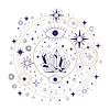 Celestial elements linear hand drawing
