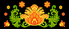 Abstract oriental or russian yellow and red flower