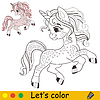 Vector clipart: Kids coloring with cute pink unicorn