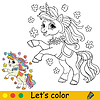 Vector clipart: Kids coloring with color template cute joyful