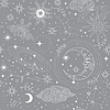 Vector clipart: Star constellation moon and sun on gray seamless