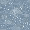 Vector clipart: Star constellation clouds and sea stingray