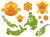 Decorative set of abstract flowers
