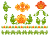 Decorative set of abstract leaves and flowers