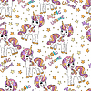 Vector clipart: Unicorns and lettering seamless pattern