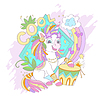Vector clipart: Cute unicorn with drum card