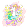 Vector clipart: Cute unicorn mermaid card