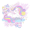 Greeting card with cute sleepy unicorn and lettering