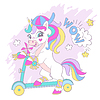 Grußkarte mit süßem sportlichem Einhorn und | Stock Vektrografik
