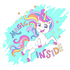 Grußkarte mit niedlichem springendem Einhorn und | Stock Vektrografik