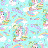 Vector clipart: Cute unicorn with drum seamless pattern