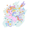 Linda tarjeta de unicornio cósmico | Ilustración vectorial