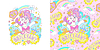 Birthday unicorn and seamless pattern