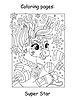 Cute rock music unicorn children coloring