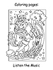 Cute unicorn playing saxophone kids coloring