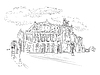 Vector clipart: Germany engraving landmark Semper Opera House in