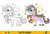 Vector clipart: Cute unicorn in Halloween pumpk coloring