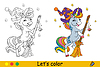 Halloween coloring cute unicorn witch