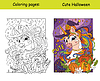 Halloween coloring with color sample head of unicor