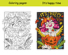 Vector clipart: Halloween coloring baby unicorn and lettering