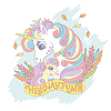 Halloween card with mom unicorn and foal