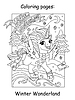 Kids Christmas coloring cute dreaming skating