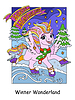 Christmas cute dreaming skating unicorn