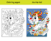 Vector clipart: Kids coloring and color sample cute unicorn in