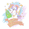 Karte mit niedlichem Cartoon-Einhorn und Weihnachtsbaum | Stock Vektrografik