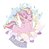 Vector clipart: Cute pink color unicorn with wings
