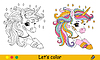 Vector clipart: Kids coloring cute dreaming unicorn