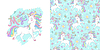Magic unicorn and seamless pattern