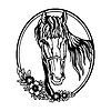 Vector clipart: Horse and flowers in circle