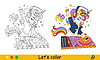 Cute music unicorn DJ coloring page