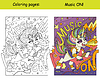 Cool rock music unicorn sings kids coloring with