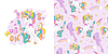 Vector clipart: Cute cartoon unicorn and seamless pattern