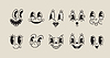 Set of retro characters emotion faces set