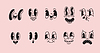 Vector clipart: Retro characters emotion faces set set