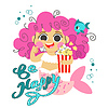 Funny cartoon mermaid character under sea