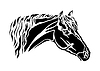 Abstract silhouette horse portrait and template