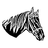 Vector clipart: Abstract silhouette horse portrait and template