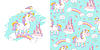 Vector clipart: and seamless pattern with unicorn art