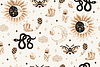 Seamless celestial esoteric pattern boho