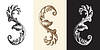 Vector clipart: Set of antique damask hand drawing design element