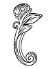 Vector clipart: Floral hand drawing scroll design element