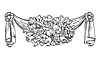 Vector clipart: Flowers and drapery hand drawing scroll design