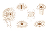 Set of celestial abstract line art mystic eyes