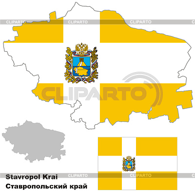 Esbozar un mapa de Stavropol Krai con la bandera | Ilustración vectorial de stock |ID 4351224